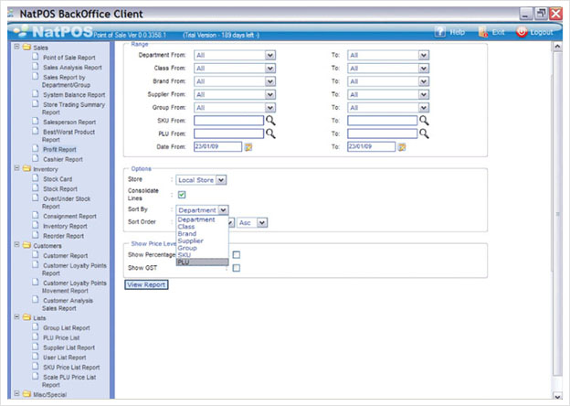 Profit Report Criteria
