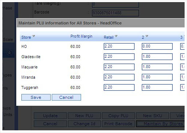 Store Specific Maintenance: Store PLU Maintenance